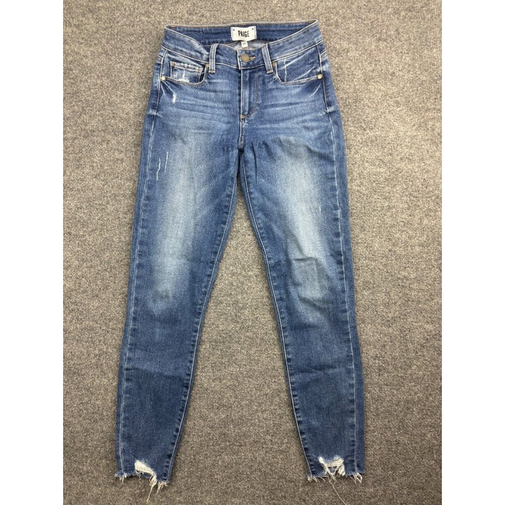 Paige‎ Verdugo ankle Jeans Women's 25 Blue Denim Skinny Raw Hem Mid Rise